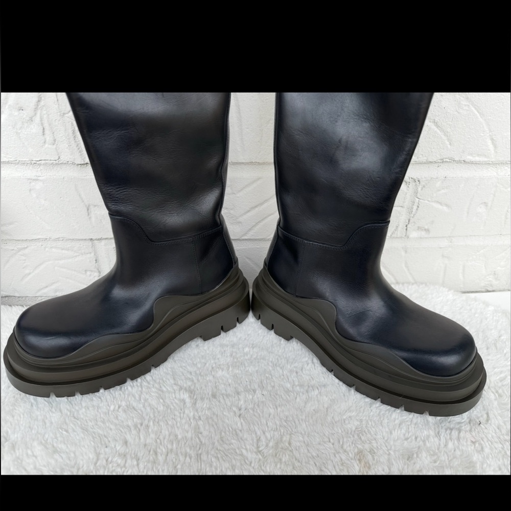 New BOTTEGA VENETA Tire Knee-High Leather Boots Size 36.5 - Picture 14 of 16
